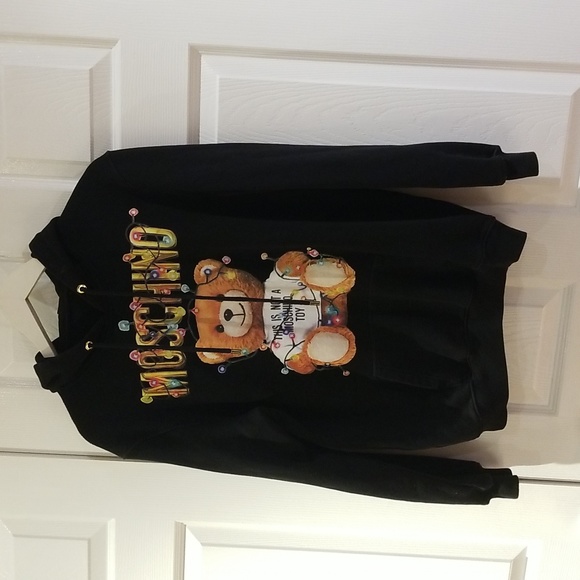 MOSCHINO Christmas lights black bear hoodie sweater shirt made in Italy - Picture 4 of 6